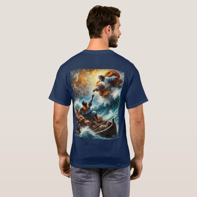 Jesus Calms the Storm – Faith-Inspired T-shirt (Back Full)