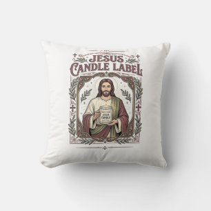 Jesus Candle Label Jesus Candle Christian Faith Vi Cushion