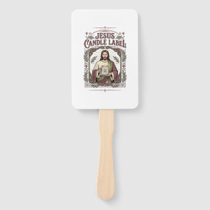 Jesus Candle Label Jesus Candle Christian Faith Vi Hand Fan
