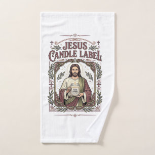 Jesus Candle Label Jesus Candle Christian Faith Vi Hand Towel