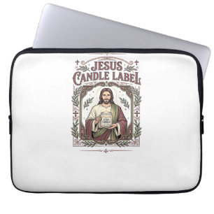 Jesus Candle Label Jesus Candle Christian Faith Vi Laptop Sleeve