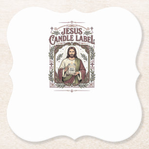 Jesus Candle Label Jesus Candle Christian Faith Vi Paper Coaster