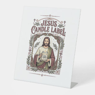 Jesus Candle Label Jesus Candle Christian Faith Vi Pedestal Sign