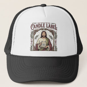 Jesus Candle Label Jesus Candle Christian Faith Vi Trucker Hat