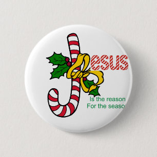 Jesus Candy Cane 6 Cm Round Badge