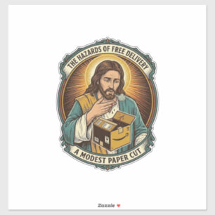Jesus Cardboard Box Paper Cut Finger Pain Humor_1