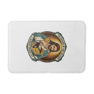 Jesus Cardboard Box Paper Cut Finger Pain Humor_1 Bath Mat