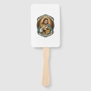 Jesus Cardboard Box Paper Cut Finger Pain Humor_1 Hand Fan