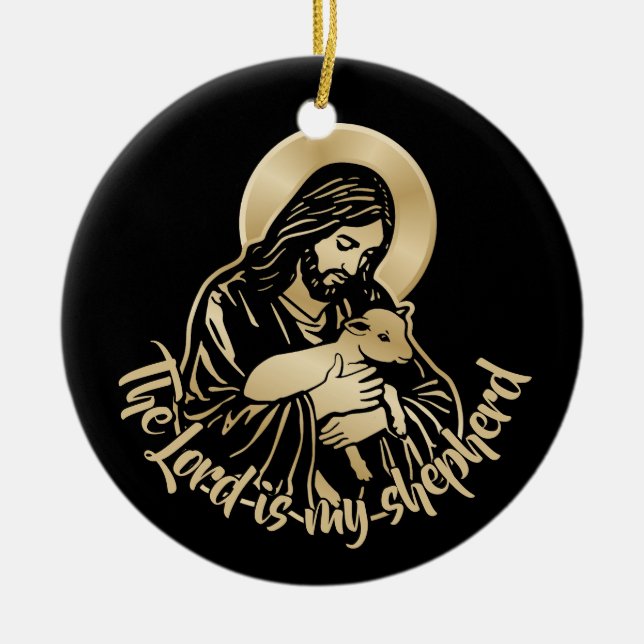 Jesus Caring Shepherd Ceramic Tree Decoration (Front)