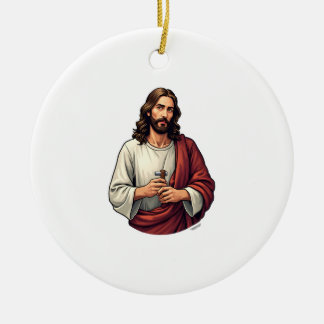 Jesus Carpenter Mark Vintage Engraving Tee 2 Ceramic Tree Decoration