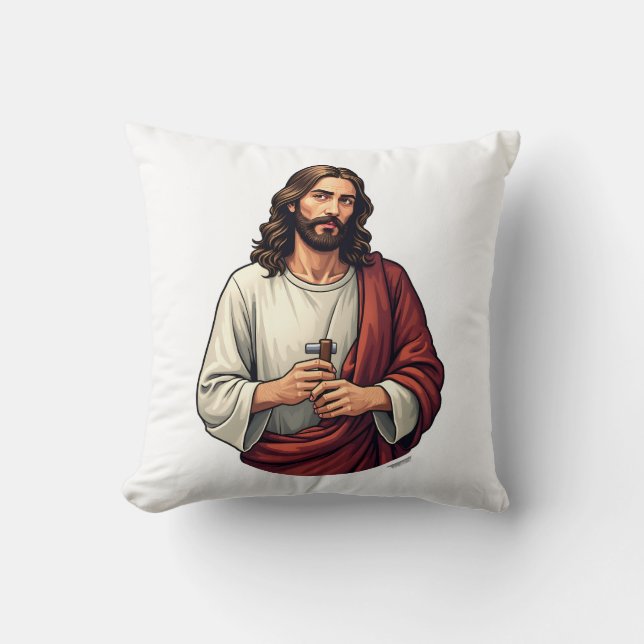 Jesus Carpenter Mark Vintage Engraving Tee 2 Cushion (Front)