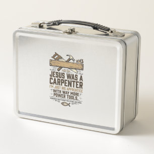 Jesus Carpenter Woodworker Apprentice Vintage Shir Metal Lunch Box