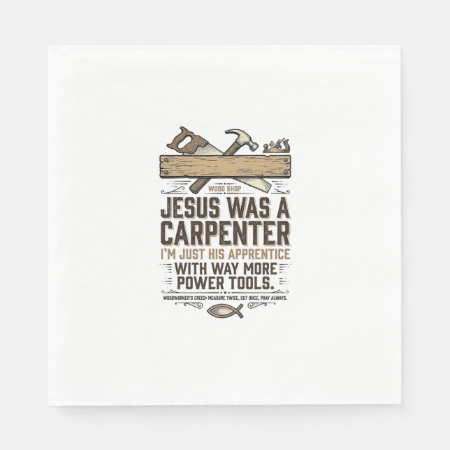 Jesus Carpenter Woodworker Apprentice Vintage Shir Napkin (Front)