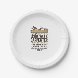 Jesus Carpenter Woodworker Apprentice Vintage Shir Paper Plate
