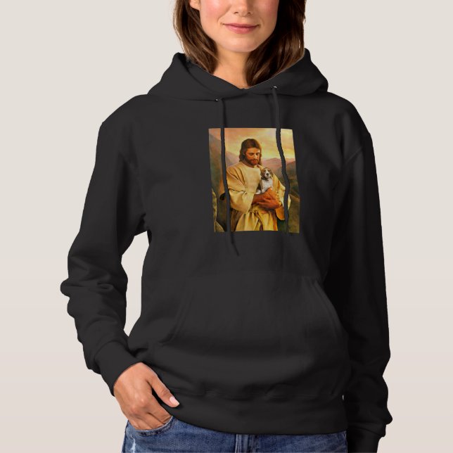 Jesus Carrying Beagle Puppy Dog Idea For Beagle Hoodie (Front)