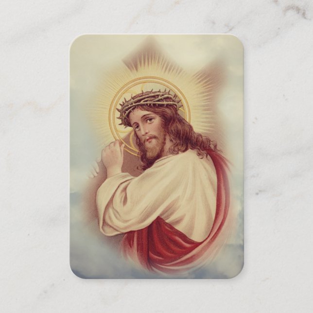 Jesus Carrying Cross Prayer Religious Holy Card (Front)