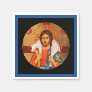 Jesus Carrying Lost Sheep Icon Napkin