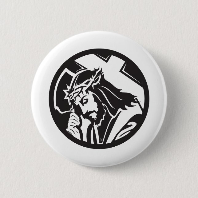 Jesus Carrying The Cross 6 Cm Round Badge (Front)