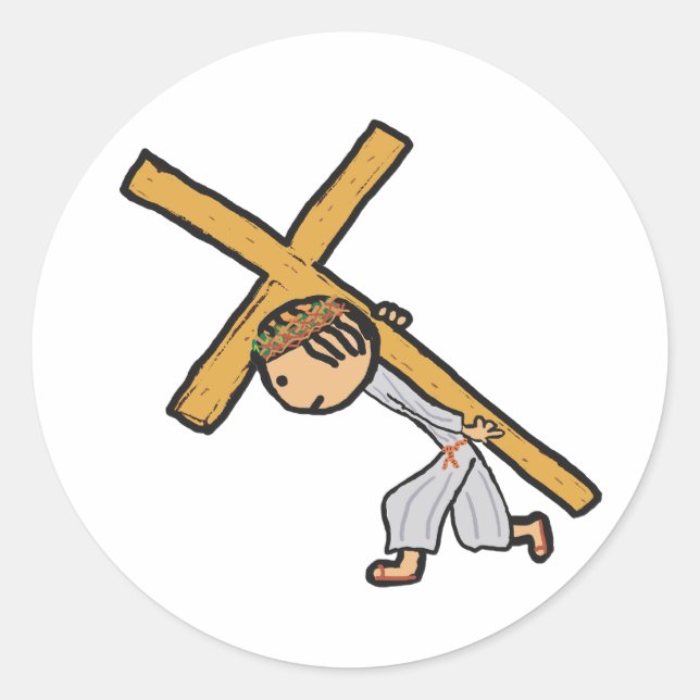 Jesus Carrying The Cross Classic Round Sticker (Front)