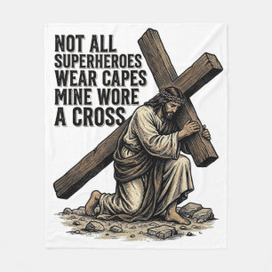 Jesus Carrying the Cross Vintage Christian Fleece Blanket