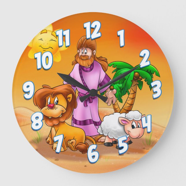 Jesus cartoon wall clock kids room (Front)
