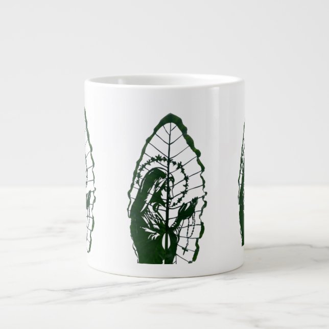 Jesus Carved On A Leaf Large Coffee Mug (Front)