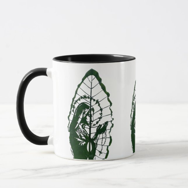 Jesus Carved On A Leaf Mug (Left)