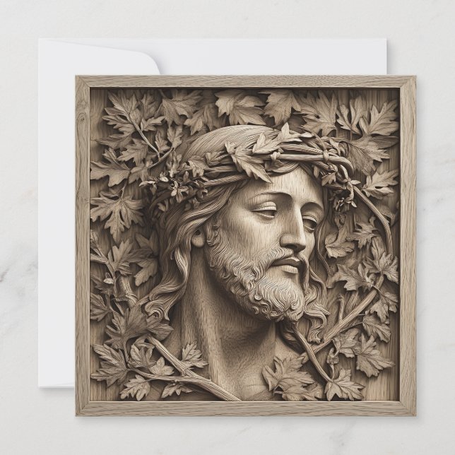 Jesus Carving Greeting Card (Front)