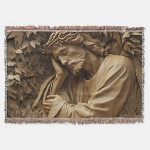 Jesus Carving Throw Blanket