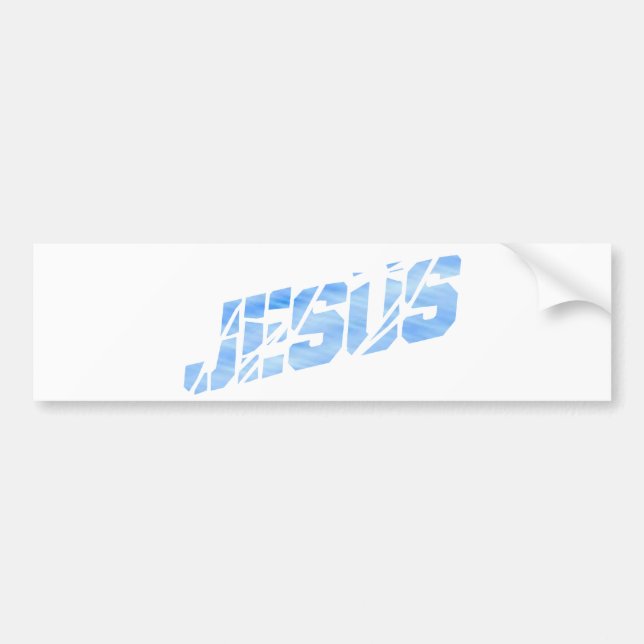 Jesus cassé bleu clair bumper sticker (Front)