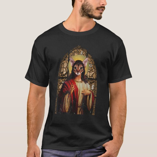 Jesus Cat for Christians Cat T-Shirt (Front)