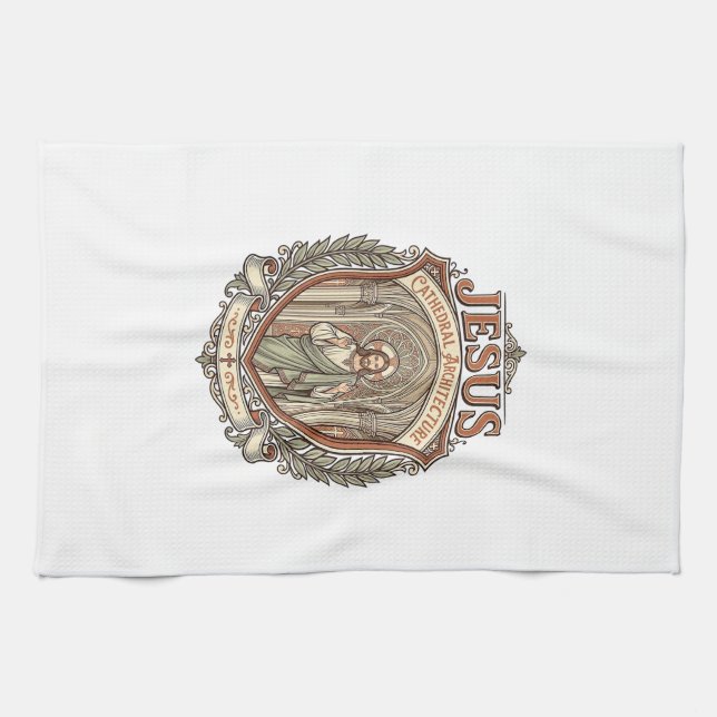Jesus Cathedral Architecture Jesus Cathedral Archi Tea Towel (Horizontal)