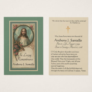Jesus Catholic Funeral Sympathy Prayer Holy Card