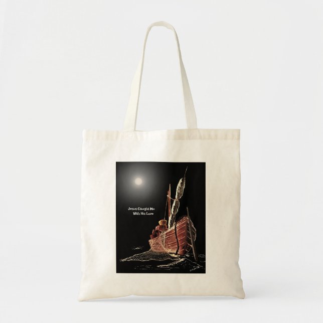 "Jesus Caught Me" Possum Trot Grocery Tote Bag (Front)
