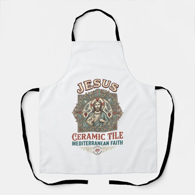 Jesus Ceramic Tile Mediterranean Faith Jesus Ceram Apron (Front)