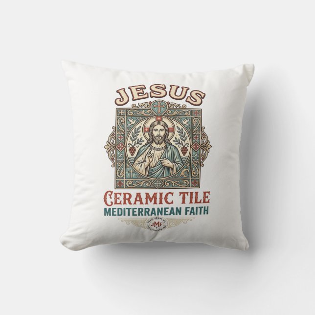 Jesus Ceramic Tile Mediterranean Faith Jesus Ceram Cushion (Front)