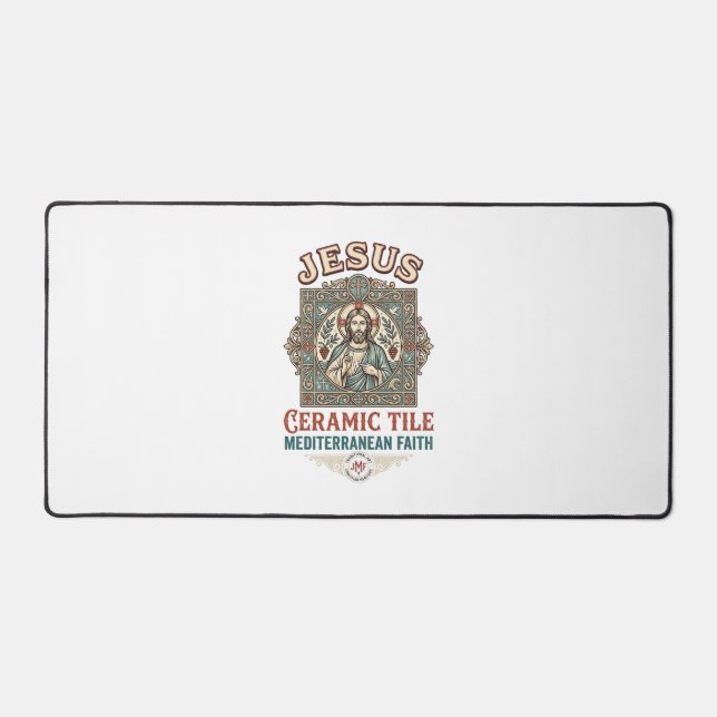 Jesus Ceramic Tile Mediterranean Faith Jesus Ceram Desk Mat (Front)