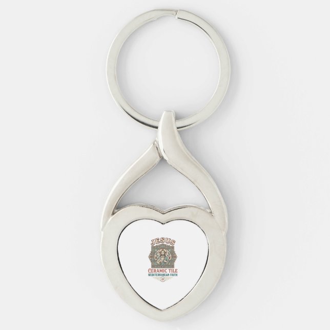 Jesus Ceramic Tile Mediterranean Faith Jesus Ceram Key Ring (Front)
