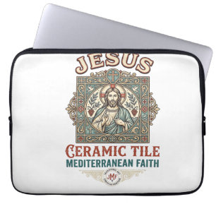 Jesus Ceramic Tile Mediterranean Faith Jesus Ceram Laptop Sleeve