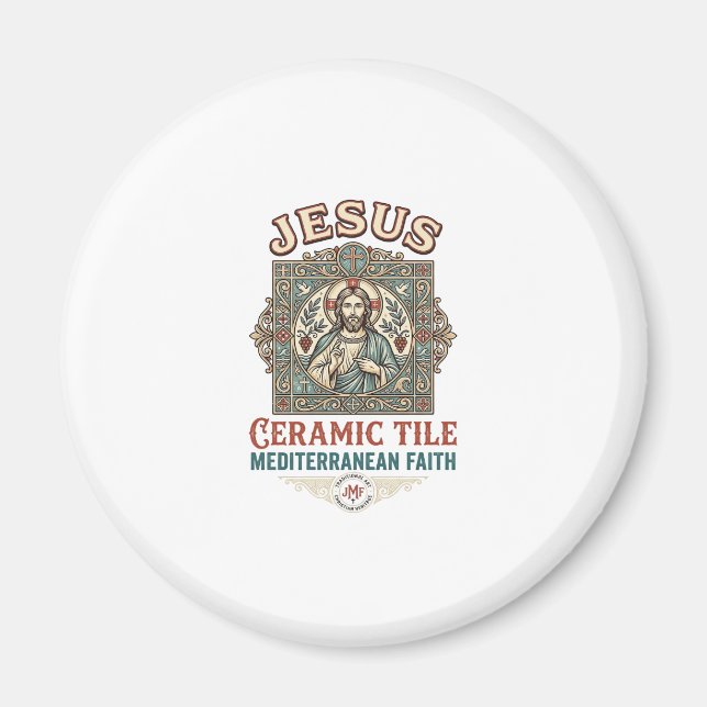 Jesus Ceramic Tile Mediterranean Faith Jesus Ceram Magnet (Front)