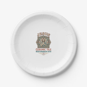 Jesus Ceramic Tile Mediterranean Faith Jesus Ceram Paper Plate