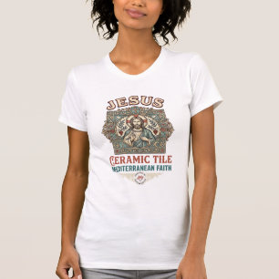 Jesus Ceramic Tile Mediterranean Faith Jesus Ceram T-Shirt