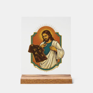Jesus Chalk Covered Black Gym Clothes Mess Workout Acrylic Sign