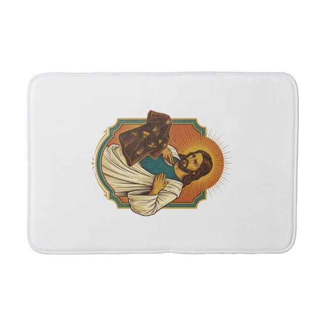 Jesus Chalk Covered Black Gym Clothes Mess Workout Bath Mat (Front)