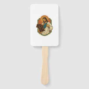 Jesus Chalk Covered Black Gym Clothes Mess Workout Hand Fan