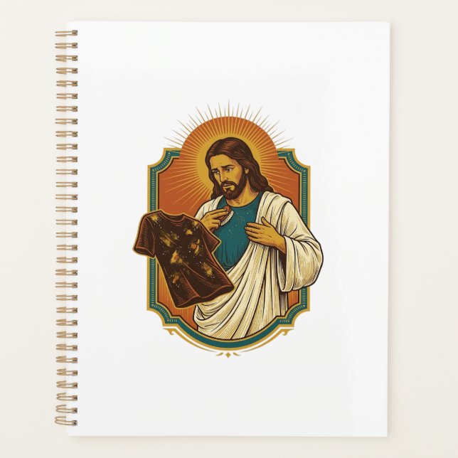 Jesus Chalk Covered Black Gym Clothes Mess Workout Planner (Front)