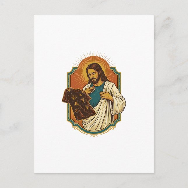 Jesus Chalk Covered Black Gym Clothes Mess Workout Postcard (Front)