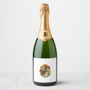 Jesus Chalk Covered Black Gym Clothes Mess Workout Sparkling Wine Label