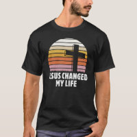 Jesus Changed My Life Christian Retro Cross Sunset
