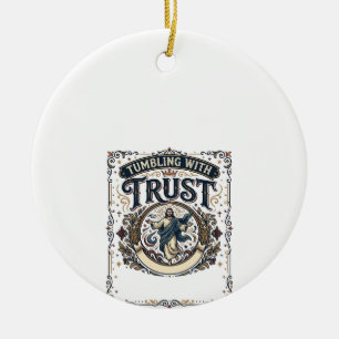 Jesus Cheer Gymnastics Graphic Tee Christian Art_1 Ceramic Tree Decoration